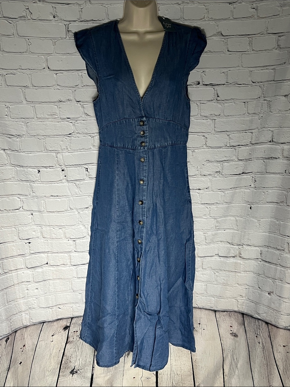 Marine Layer Indigo Button-Down Maxi Dress